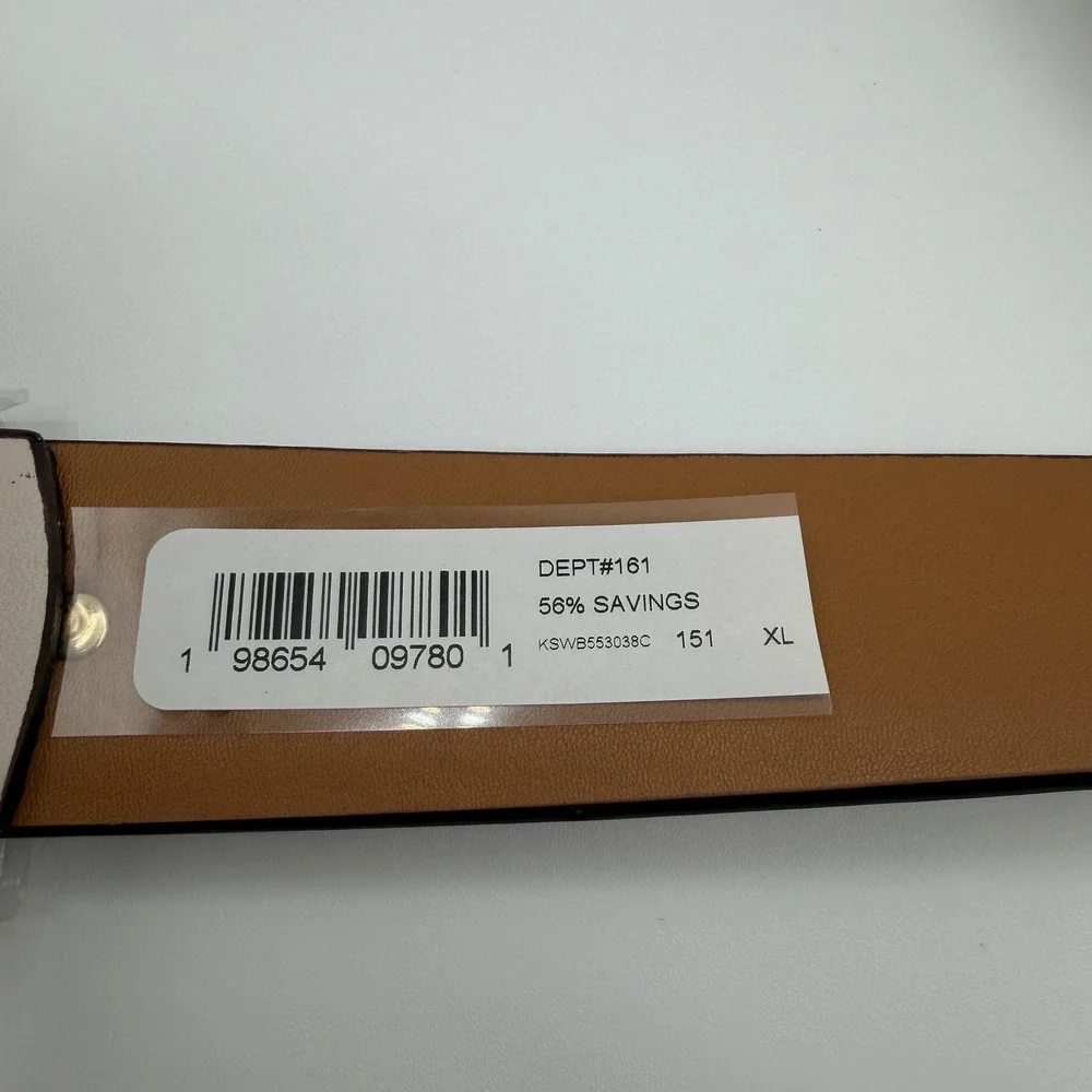 NEW Kate Spade New York Womens Leather Belt Cream Gold Buckle XL KSWB553038C